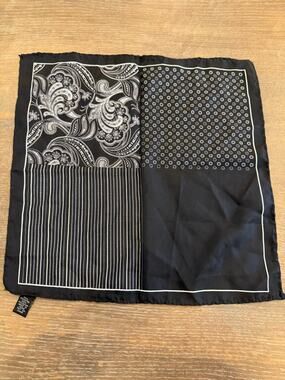 Black and Grey 13x13 polyester Handkerchief Scarf